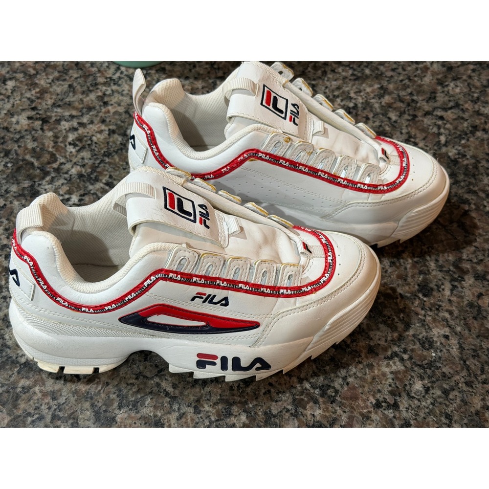 Fila Disruptor 2 Repeat White Red Navy Chunky Sneakers 3FM00668-125 Mens 5